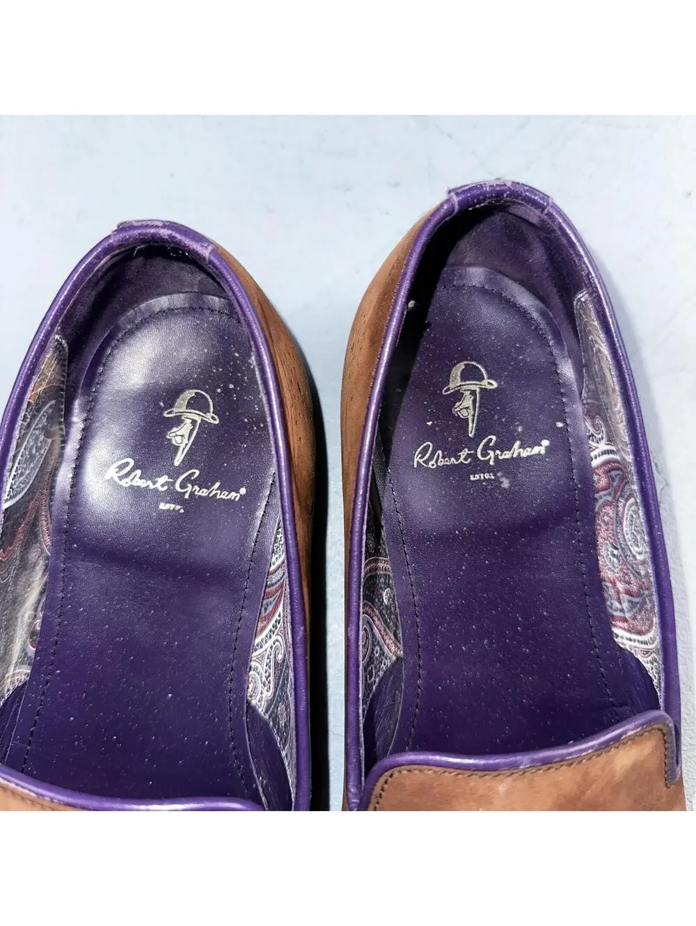 Men’s ROBERT GRAHAM Brown Suede Leather Fashion Loafers Sz 8.5 D
